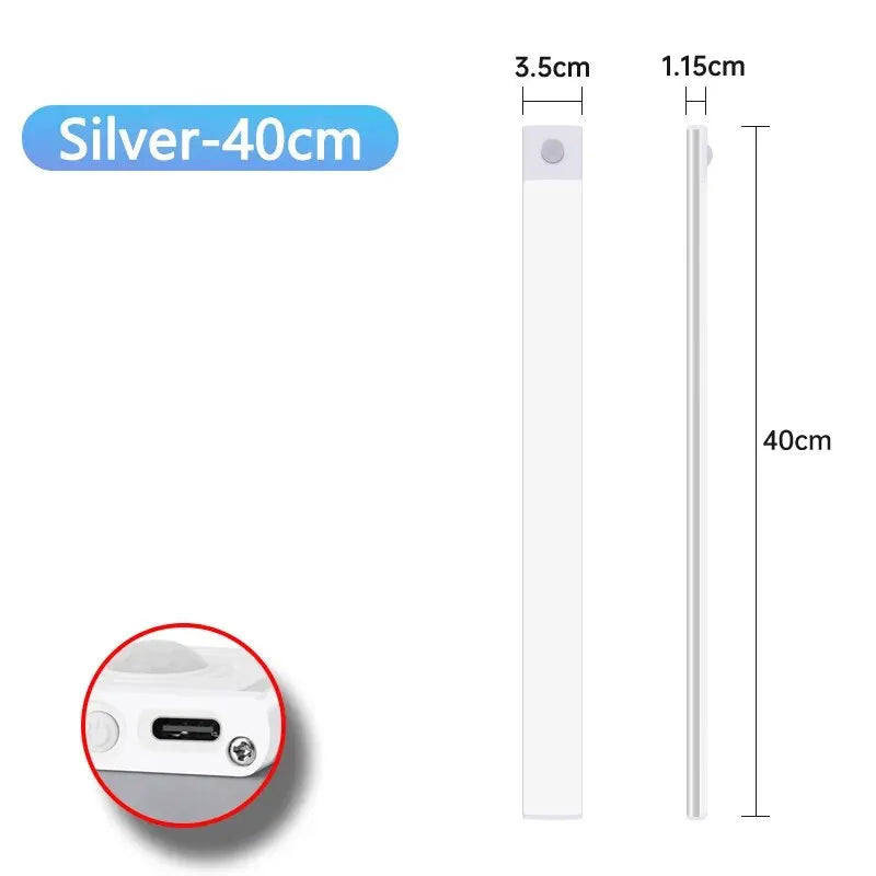 Ultra Thin Wireless LED Cabinet Light Motion Sensor USB TypeC Rechargeable Magnetic Dimmable 3Colors Indoor for Kitchen Wardrobe