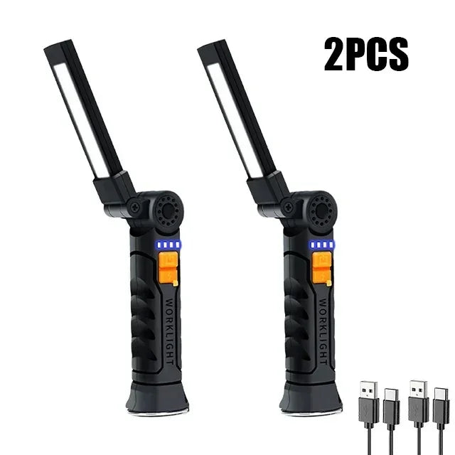 Portable COB LED Flashlight USB Rechargeable Work Light Magnetic Lanterna Hanging Lamp with Built-in Battery Camping Torch