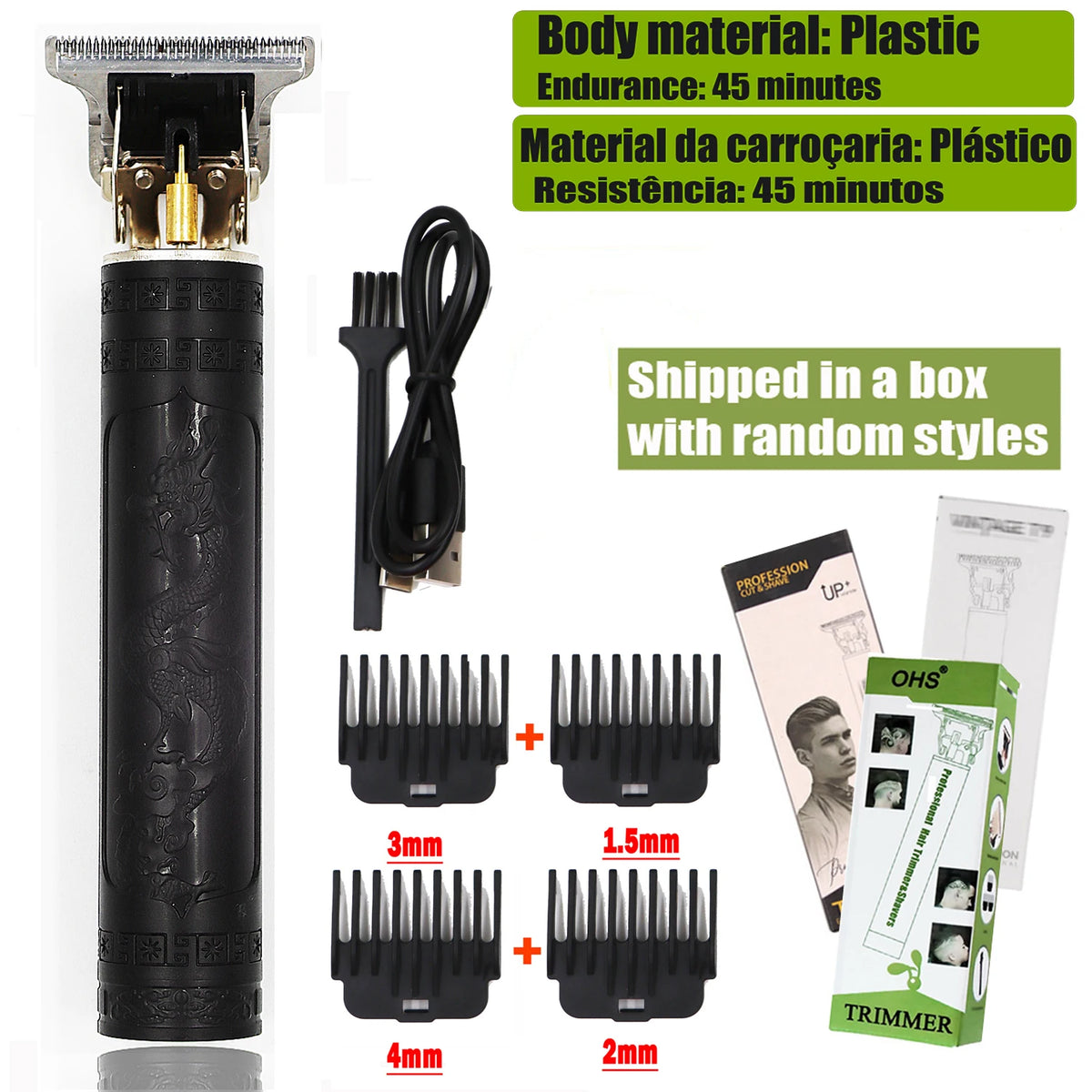 OHS Electric Hair Clipper Professional USB Cordless Clipper Professional Beard Trimmer Haircut Grooming Kit Hair Cutting Machine