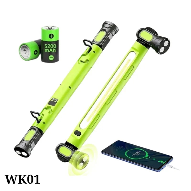 COB-LED-arbejdslampe med USB-genopladning, magnetisk krog og multifunktionel lang lysliste til bilreparationer, nødsituationer, arbejde og camping