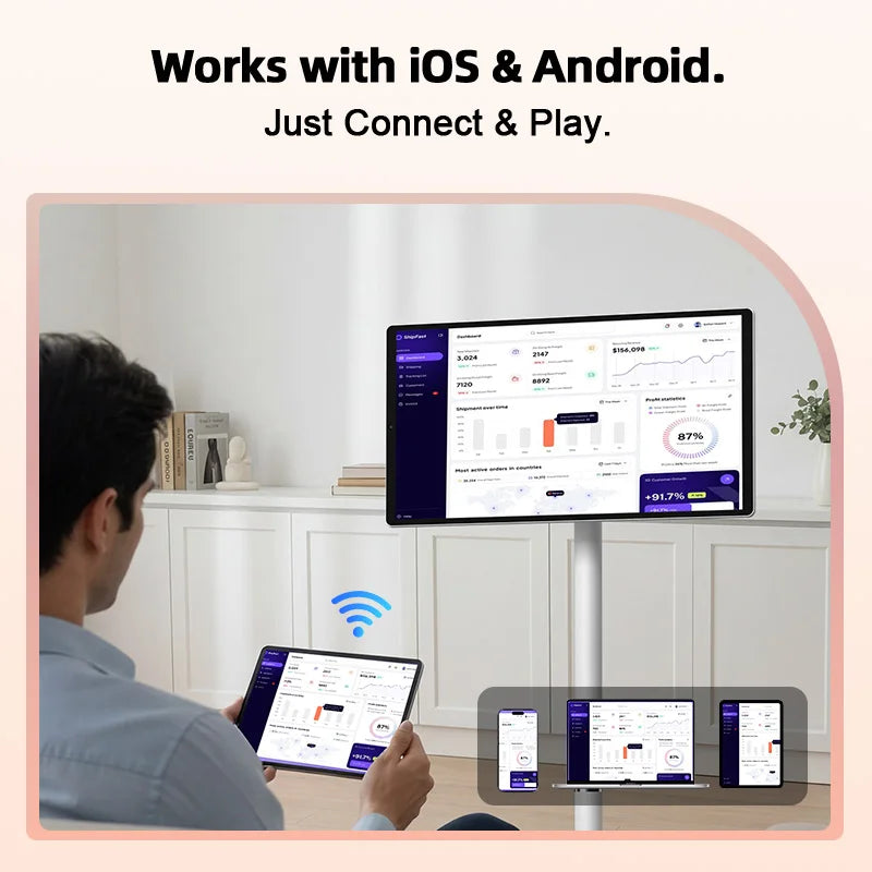 21.5 Inch IPS Android TV Television Movable Incell Touch Smart Rotate Screen Industrial Use 1080p Tablet TV