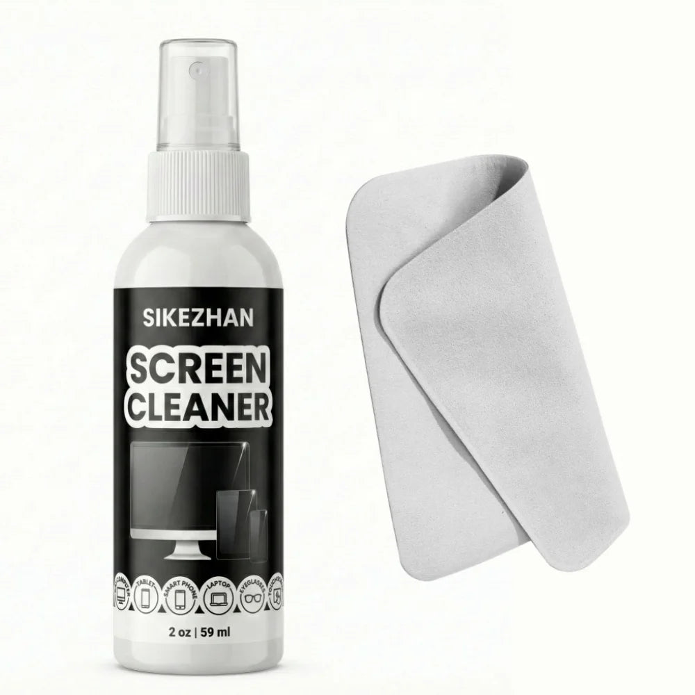 Kit de nettoyage d'écran SIKEZHAN avec chiffon de polissage - Spray sans traces pour MacBook, iPad, iPhone, ordinateur portable, moniteur et téléviseur (60 ml)