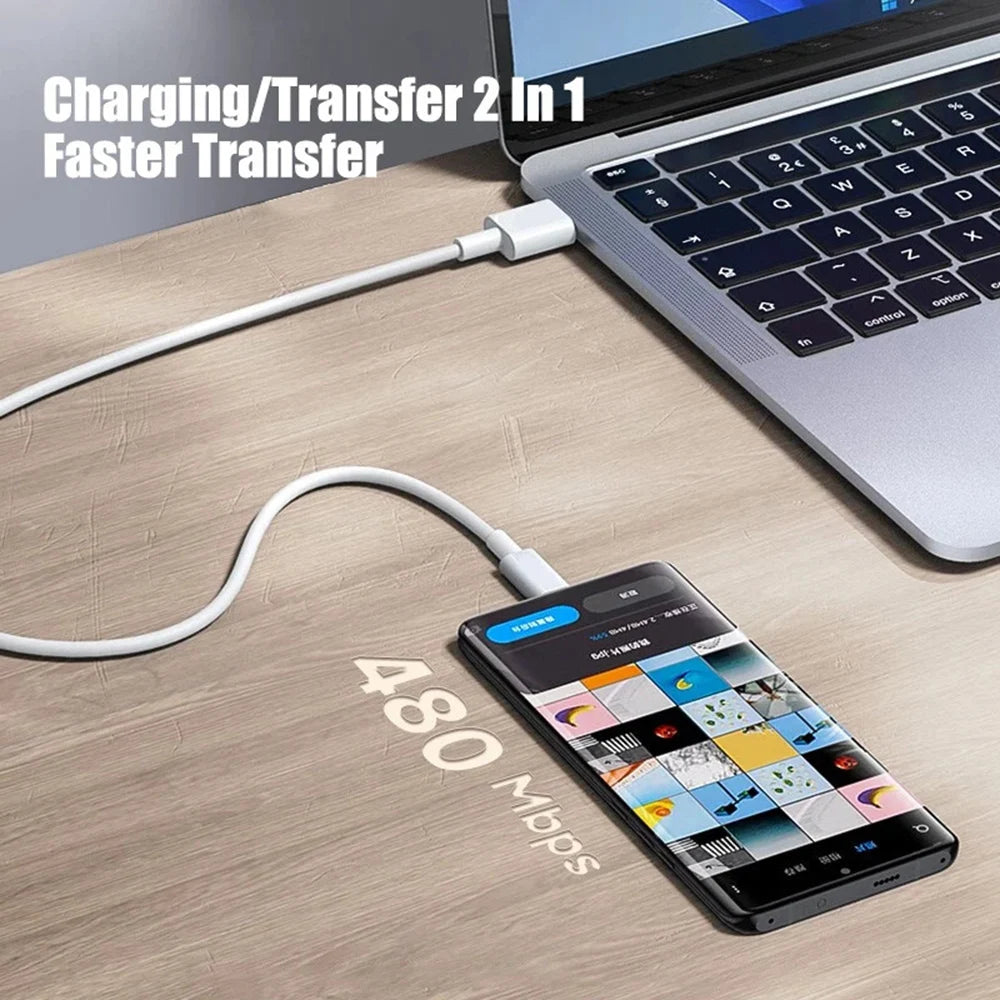 Câble USB C vers USB Type C PD 60W Charge rapide Câble de données pour iPhone 15 15Pro Huawei Samsung Xiaomi Ligne de données Noir Blanc 1M 2M 3M