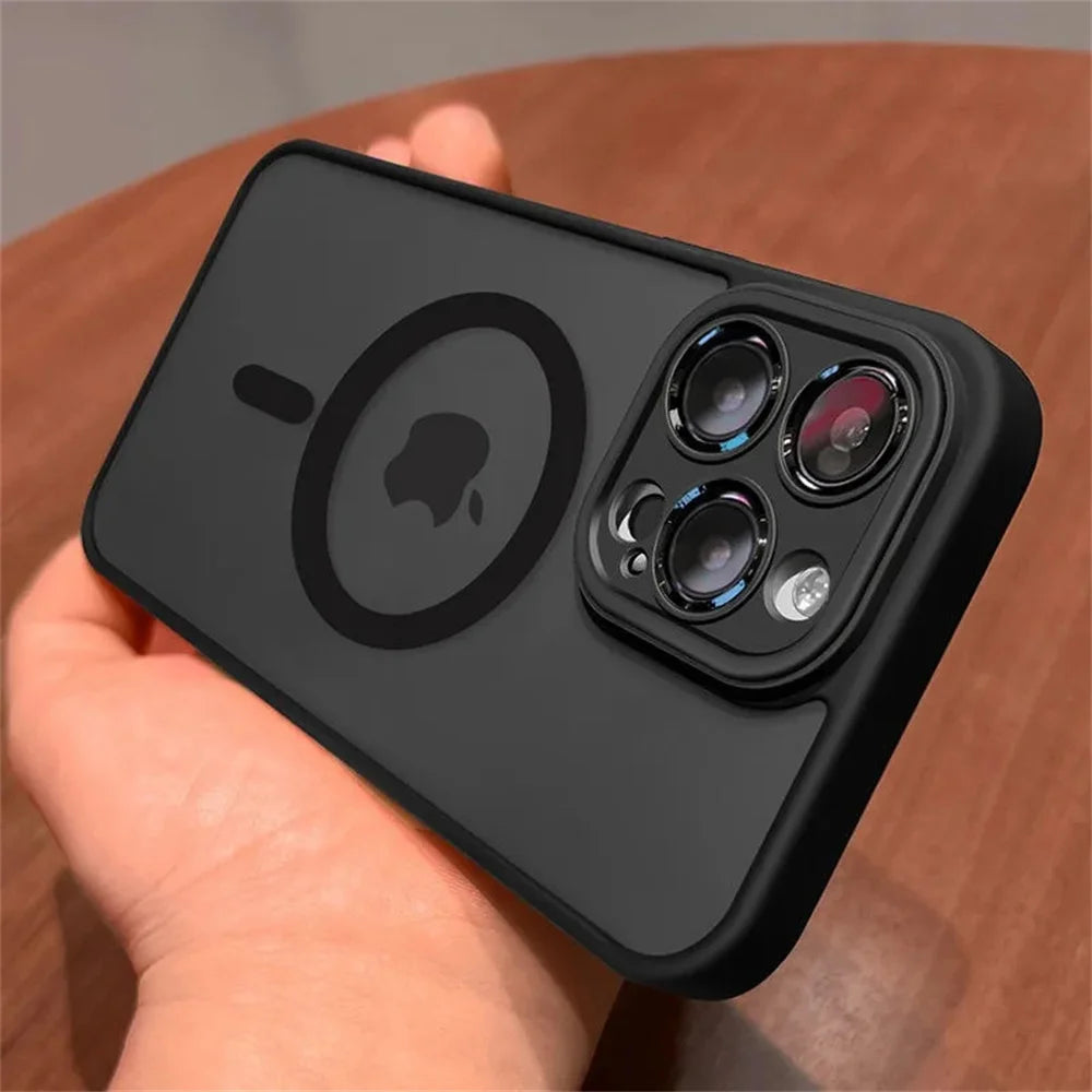 Lens Protection Case For iPhone 11 12 13 Proa Mx mini 15 16 Plus iPhone 16 15 14 Matte Translucent Magsafe Wireless Charge Cover