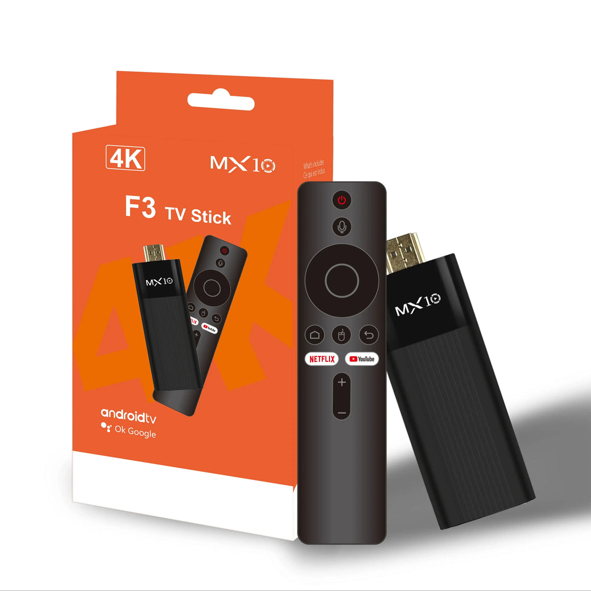 Ultra HD 4K Android TV-stick MX10-F3, mini-TV-stick til hjemmet, H313 quad-core, understøtter 2.4/5G dual Wi-Fi, 2GB RAM, 16GB ROM