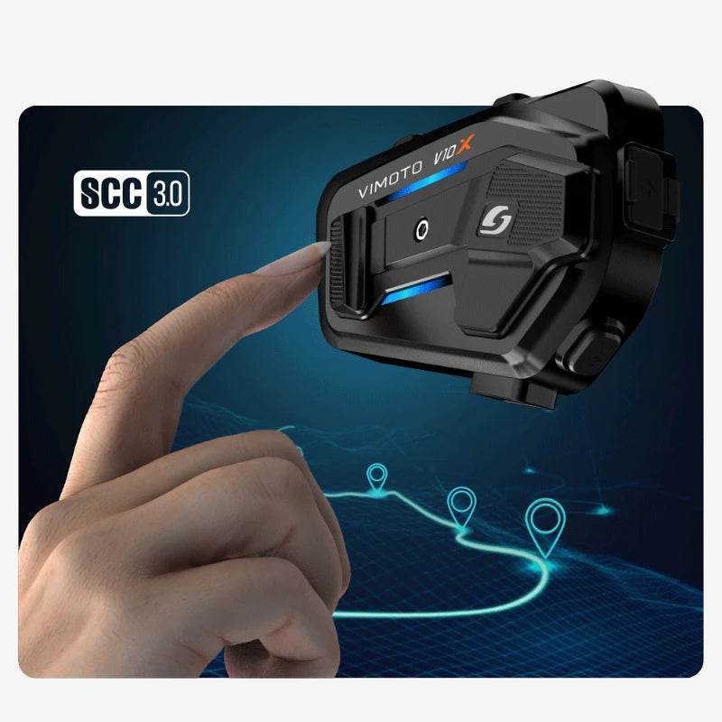 Écouteurs Bluetooth de casque VIMAITONG V10X, interphone multi-personnes dédié à la moto, casque intégral avec écouteurs intégrés