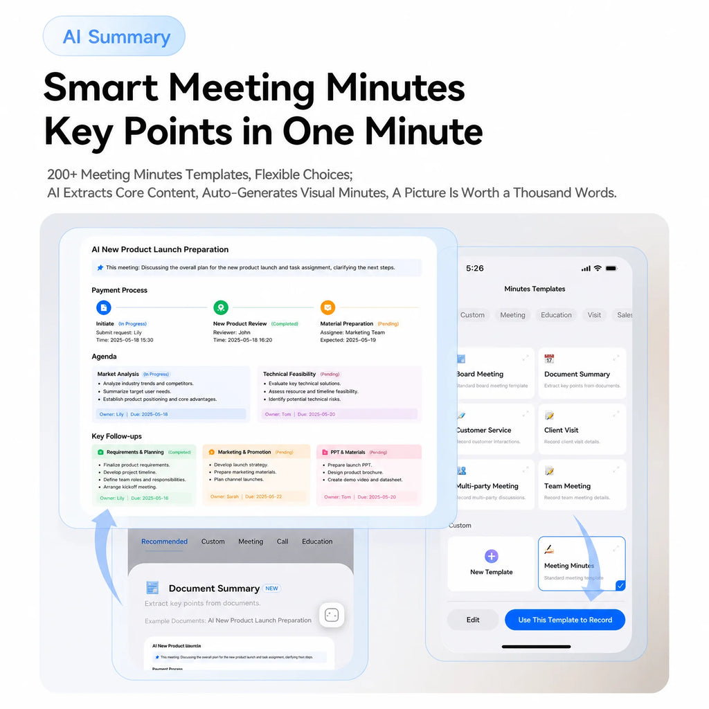 DingTalk H1 AI Earbuds, Open-Ear Recording&Real-Time Transcription, AI Meeting Summary&Translation, for Calls Interviews Office