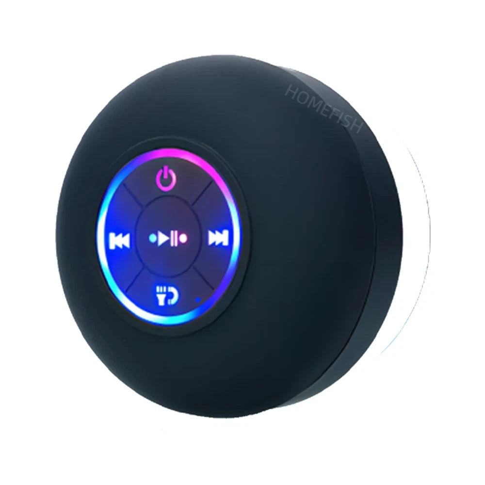 Mini tragbarer LED-Bluetooth-Lautsprecher, wasserdicht für das Badezimmer, großer Lautsprecher mit Saugnapf, kabellos, für Outdoor-Sport und Stereo
