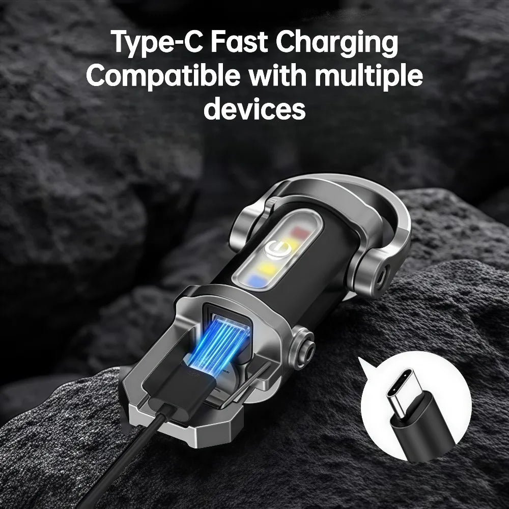 Portable Keychain Light Mini Keyring Flashlight Rechargeable Waterproof Pocket COB Work Lamp for Outdoor Hiking Outdoor Fishing