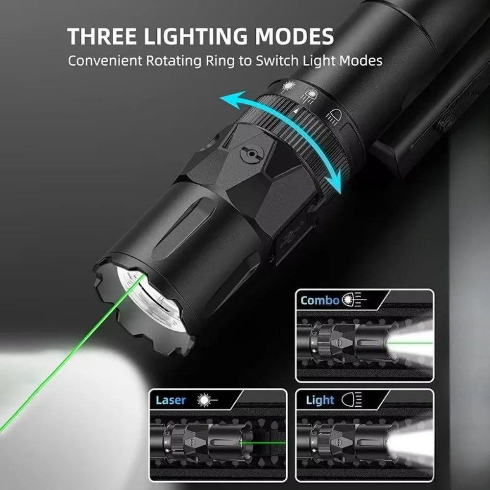 Richfire 2500LM Tactical Flashlight Magnetic Rechargeable White Laser Combo 250M Hunting Light 21700 Battery Picatinny Rail