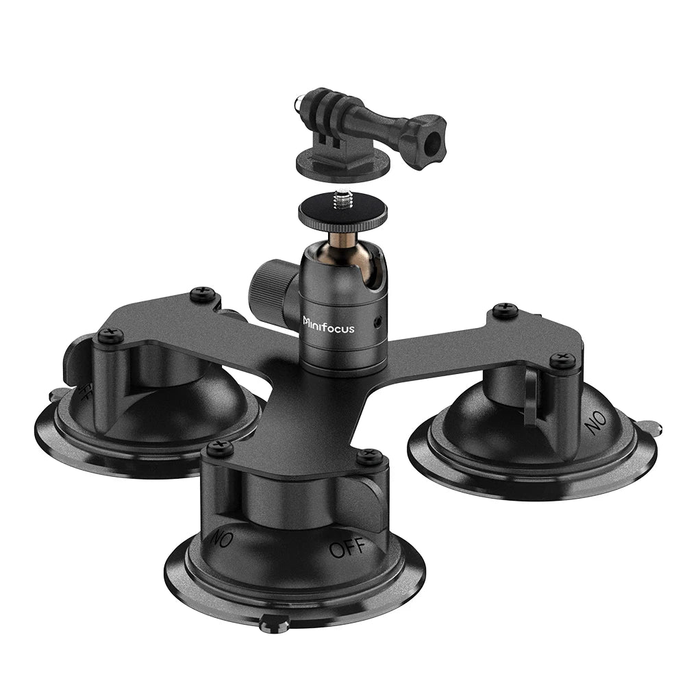 Soporte de ventosa para automóvil compatible con Insta360 X4, X3, X2, X y One RS/R, para cámaras GoPro, kit de montaje con ventosa 5 en 1 para cámaras de acción y palo selfie