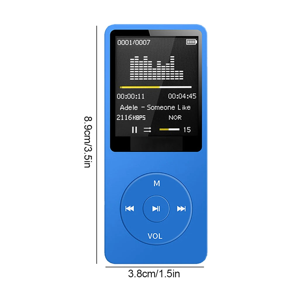 Reproductor MP3 con carga USB, grabación, pantalla digital, multimedia sin pérdida, portátil de bolsillo para deportes, correr, caminar y reproducir música