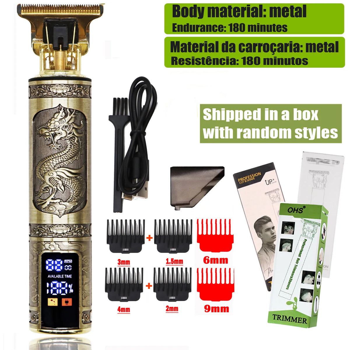 OHS Electric Hair Clipper Professional USB Cordless Clipper Professional Beard Trimmer Haircut Grooming Kit Hair Cutting Machine