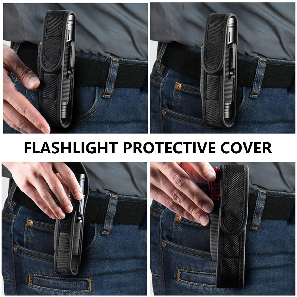 LED Flashlight Protective Case Outdoor Waist Flashlight Leather Cases Cycling Flashlight Storage Bag  for Outdoor Hiking Hunting
