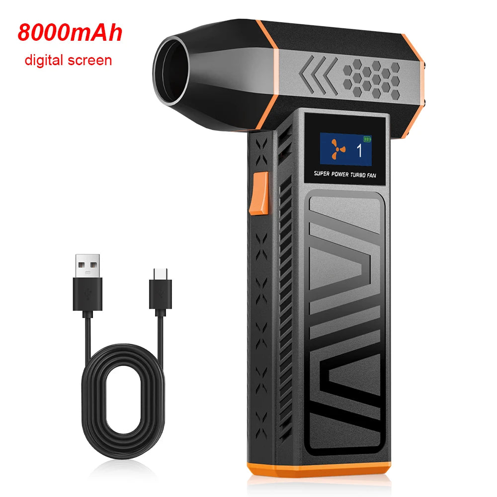 Turbo Fan 130000RPM Car Jet Fan 5 Outlet Nozzles Portable Blowing Snow Cleaning Blower Tool Electric Air Duster Type-C Charging