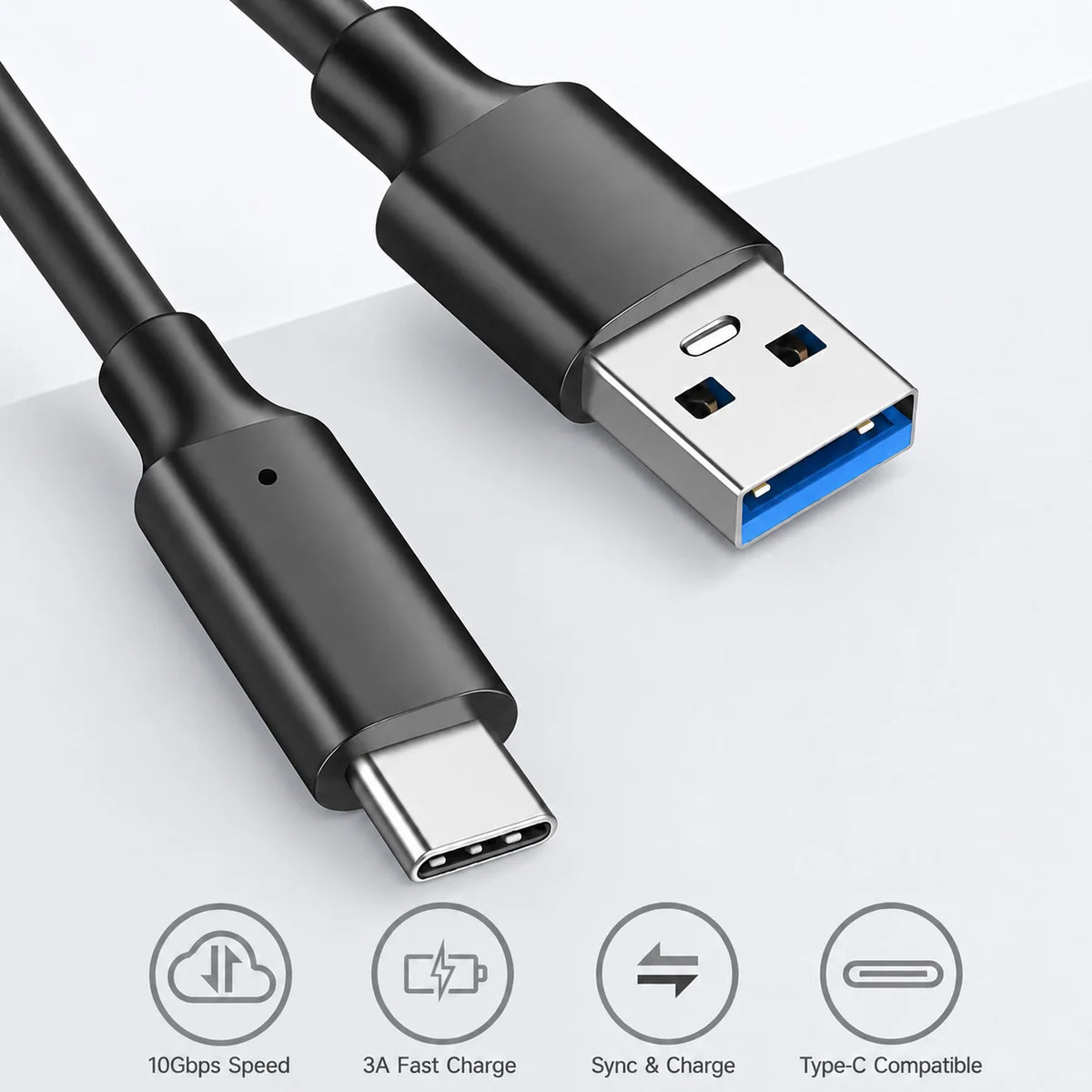 USB 3.2 Type C to A Cable 10Gbps 60W PD Fast Charging Data Transfer for Galaxy S23 S22 Note 20 Pixel iPad Pro SSD Android Auto