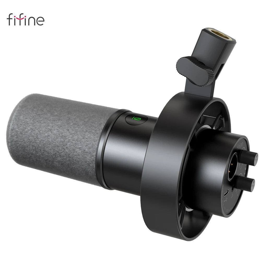 FIFINE Microphone dynamique USB/XLR avec support antichoc, fonction mute tactile, prise casque et contrôle du volume, pour PC ou carte son -K688