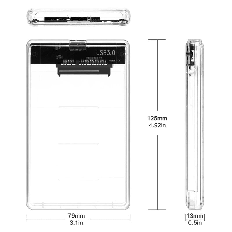 Transparent HDD Case HDD Enclosure 2.5 Inch SSD SATA To USB 2.0 Type-C Adapter Portable External Hard Drive Box Tool-Free