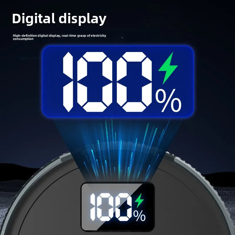 7200mAh kraftig lommelygte med COB-sidelys, udendørs camping- og arbejdslampe, zoom, farverigt digitalt display og lommelygte