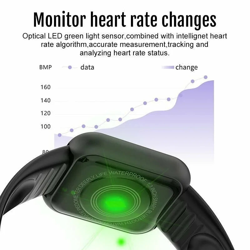 Smartwatch inteligente Y68 para hombre y mujer, monitorización de frecuencia cardíaca, oxígeno en sangre y presión arterial, monitorización del sueño multifunción, compatible con iOS y Android