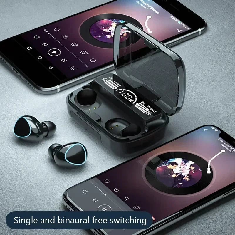 Auriculares inalámbricos 9D estéreo con caja de carga, deportivos, impermeables, Bluetooth TWS con micrófono
