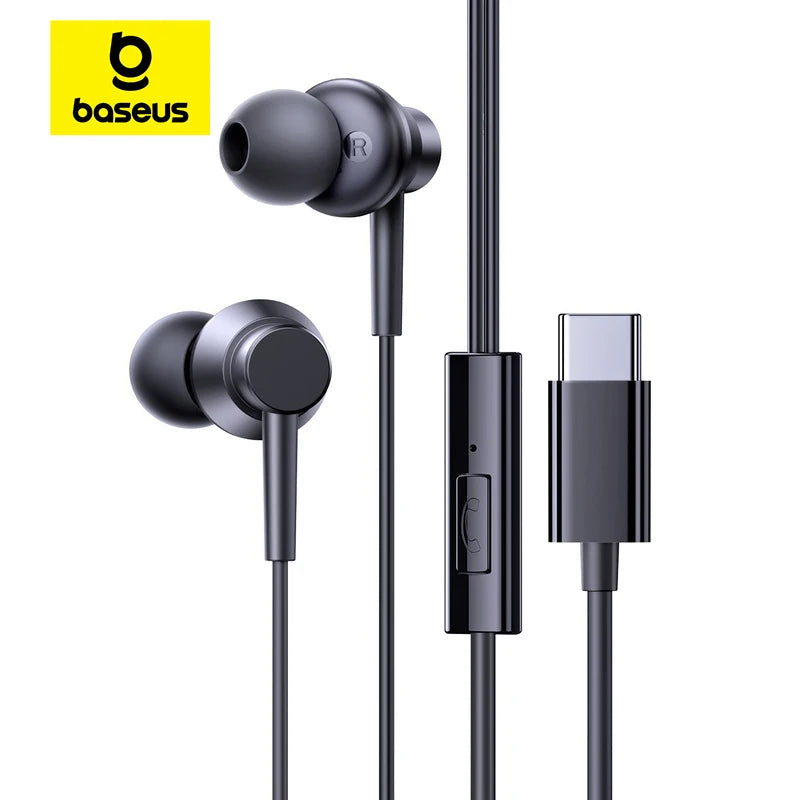 Auriculares con cable Baseus Encok CZ11/HZ11, con conector Type-C/jack de 3,5 mm, micrófono y ángulo de 120°, para ordenador portátil, tableta y teléfono