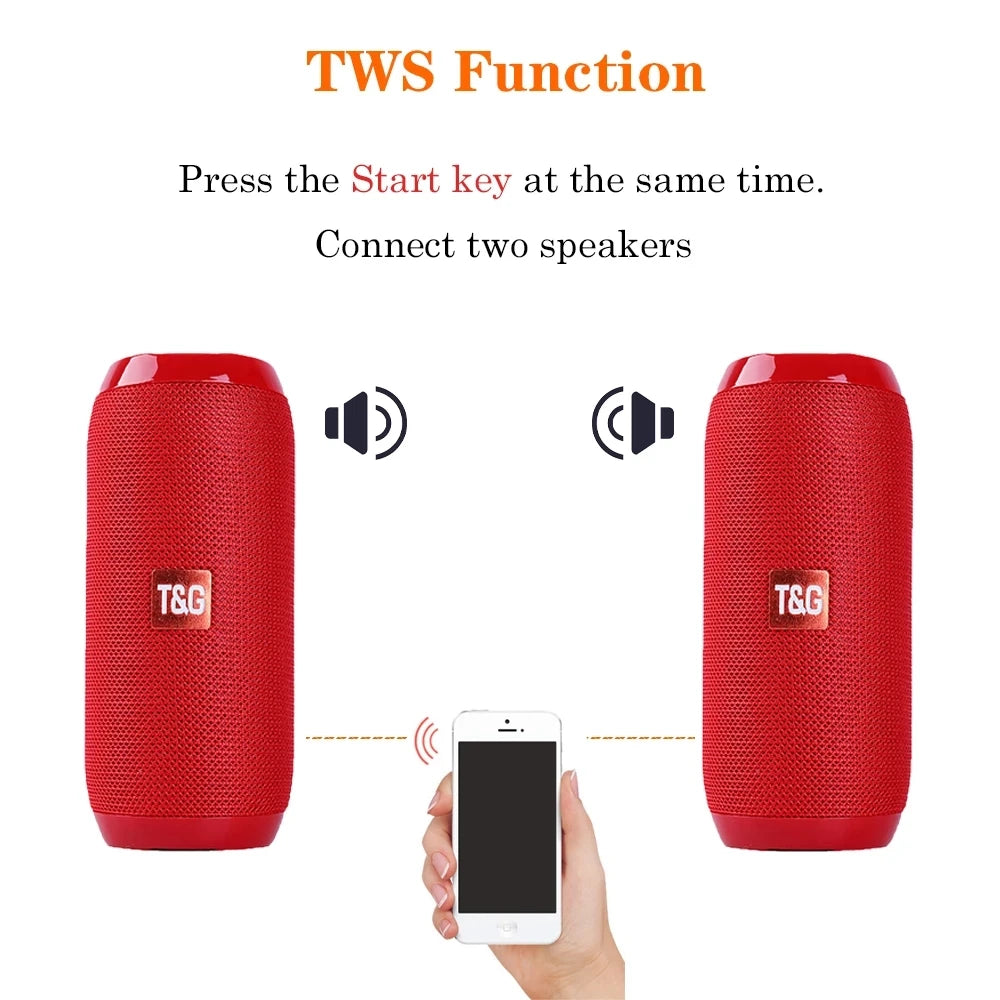 Tragbarer kabelloser Bluetooth-Lautsprecher, Musikbox mit Klangwiedergabe, Subwoofer, FM-Radio und Freisprechfunktion