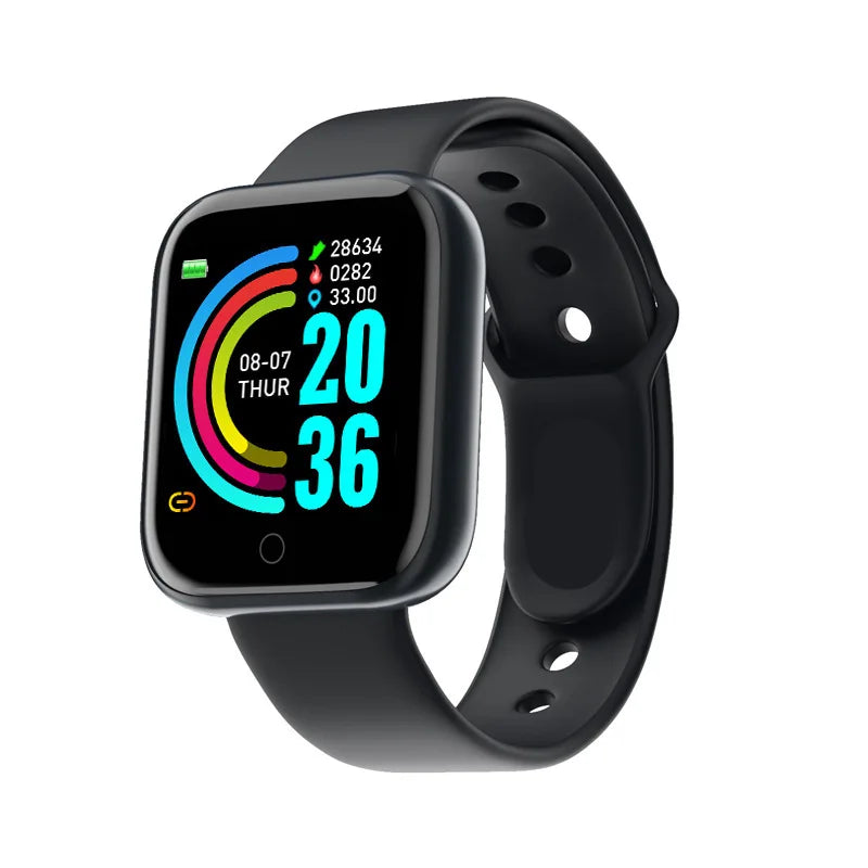 Smartwatch inteligente Y68 para hombre y mujer, monitorización de frecuencia cardíaca, oxígeno en sangre y presión arterial, monitorización del sueño multifunción, compatible con iOS y Android