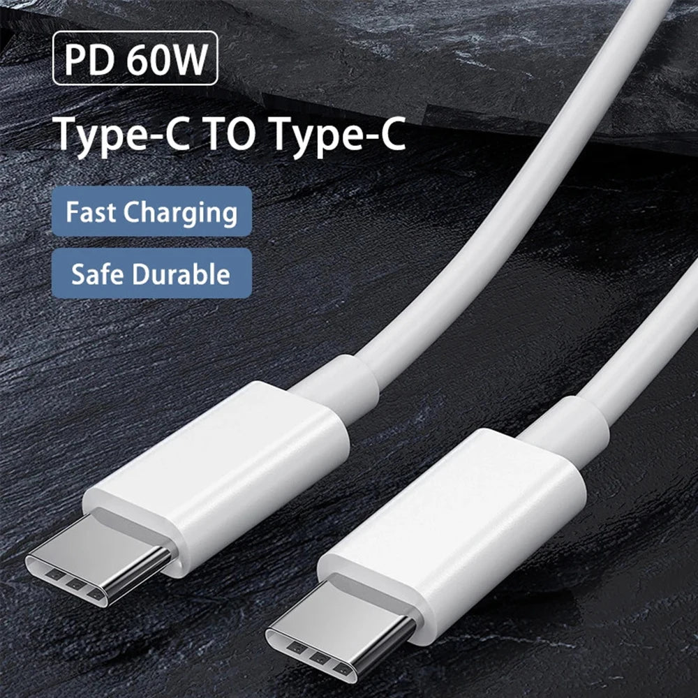 Câble PD 60W USB C vers USB Type C Câble de Charge Rapide Câble de Données pour iPhone 15 15Pro Huawei Samsung Xiaomi Ligne de Données Noir Blanc 1M 2M 3M