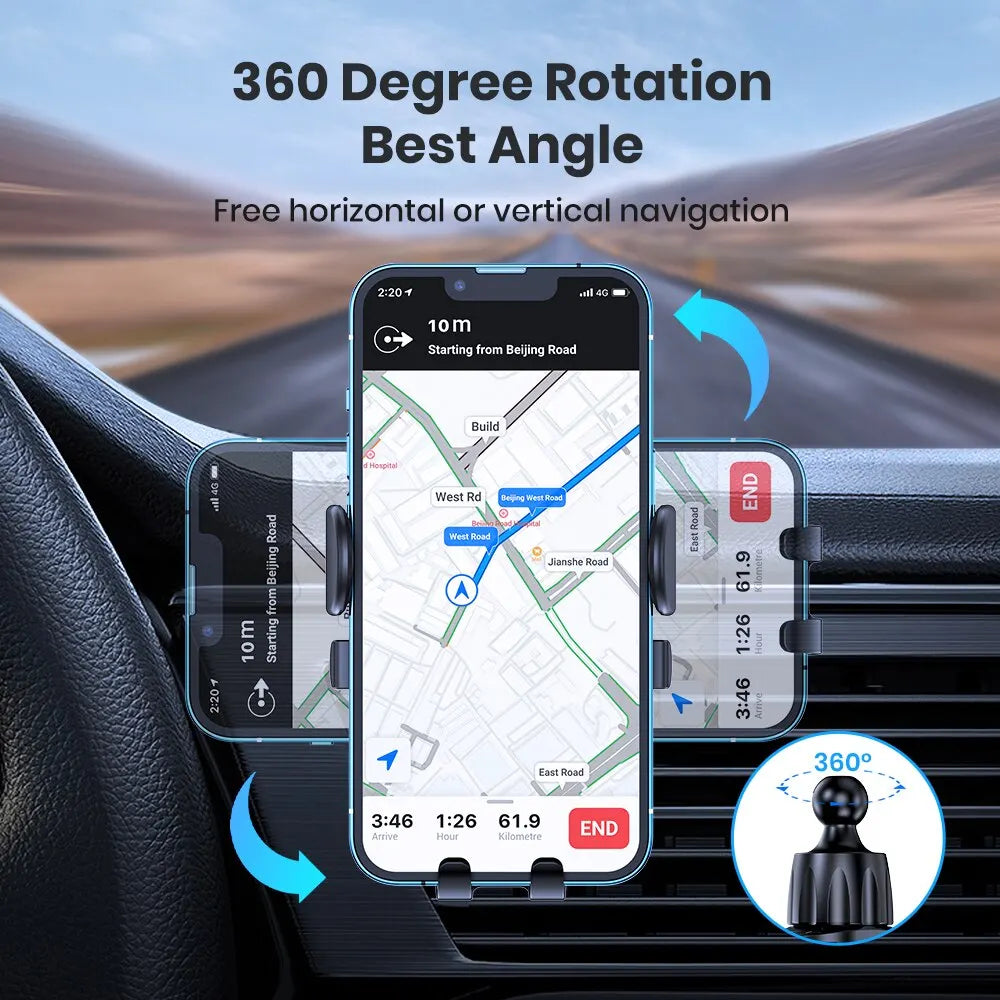 Soporte universal de gravedad para teléfono móvil de coche, clip para rejilla de ventilación, base anticaídas, compatible con GPS y teléfonos móviles de 4-7 pulgadas