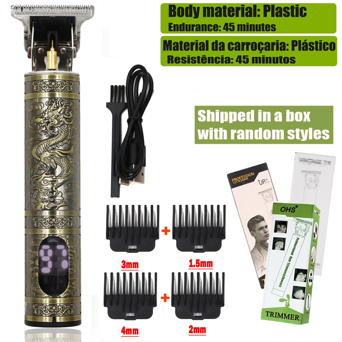 OHS Electric Hair Clipper Professional USB Cordless Clipper Professional Beard Trimmer Haircut Grooming Kit Hair Cutting Machine