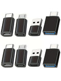 8pcs USB to USB C Adapter, USB Type C Female to USB Adapter, Micro USB to USB C Female Male Converter Connector, for Laptop Car