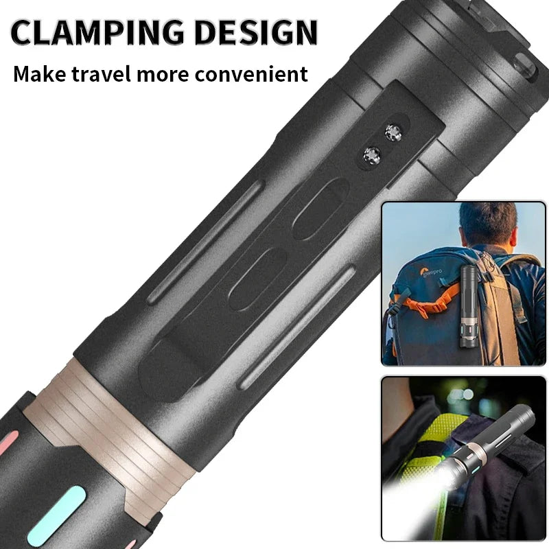 Linterna LED JIASHUAIXIN 3*XPG, linterna multifuncional luminosa antiestrés con clip para bolígrafo