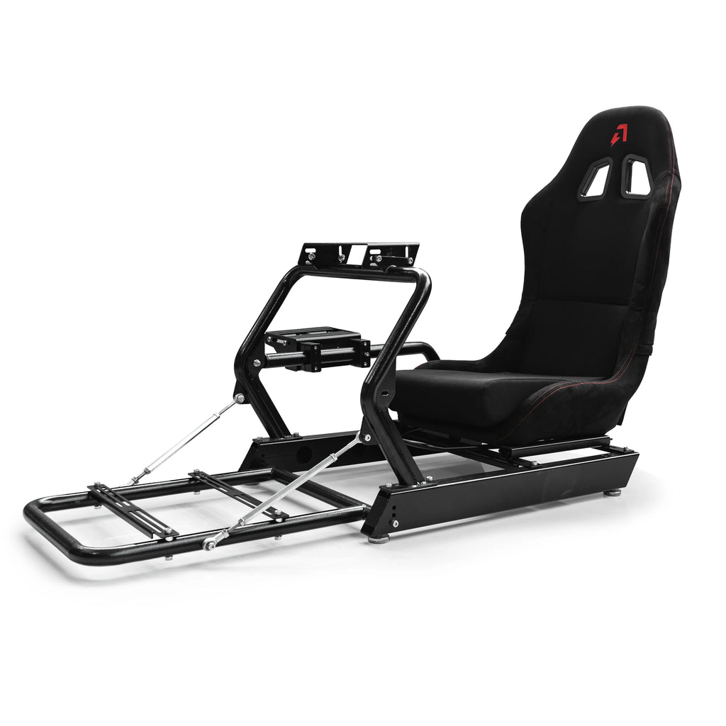 Cabina de simulación de carreras AZRACING INSPIRE, versión con asiento estándar: 7 años de experiencia en simulación de carreras, estructura de acero con alto contenido de carbono de alta resistencia,