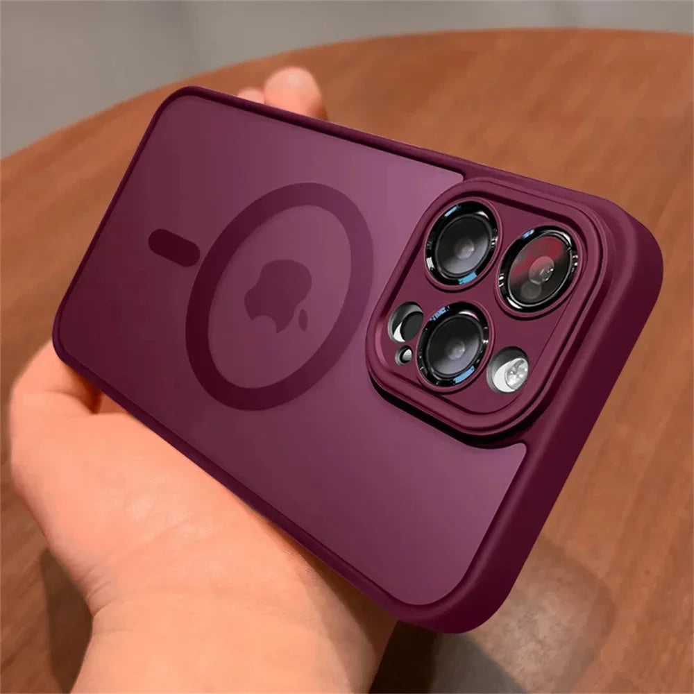 Lens Protection Case For iPhone 11 12 13 Proa Mx mini 15 16 Plus iPhone 16 15 14 Matte Translucent Magsafe Wireless Charge Cover