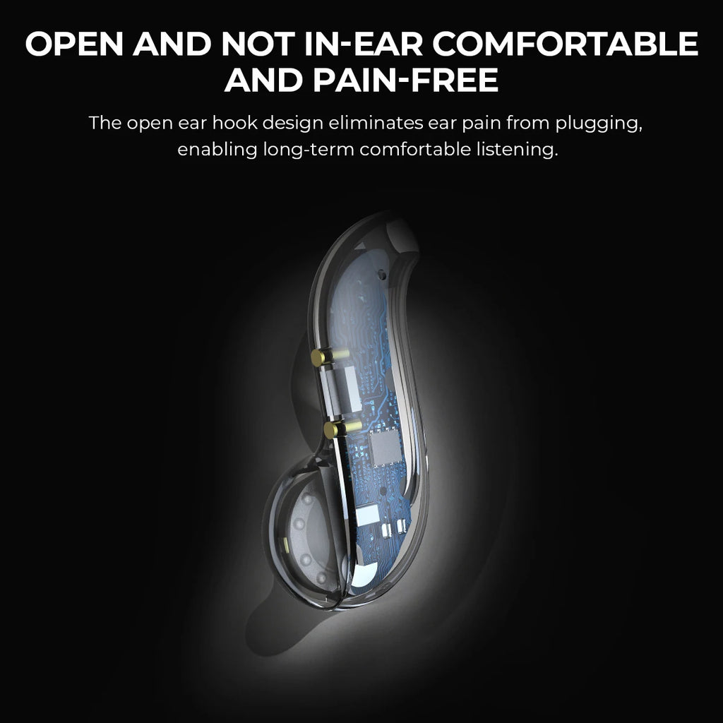 Écouteurs Bluetooth open-ear HTC 30 h d'autonomie Écouteurs sans fil à réduction de bruit Qualité sonore claire pour la musique et le sport