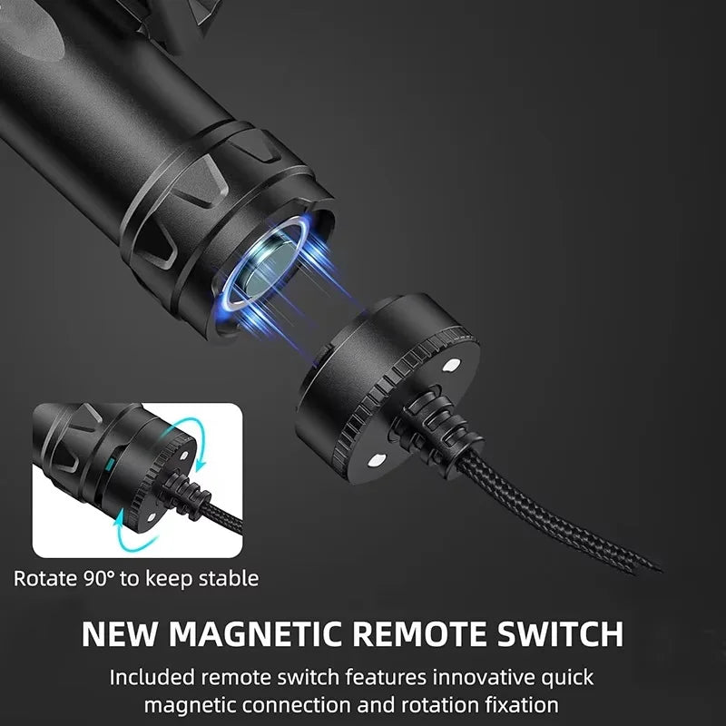 Richfire 2500LM Tactical Flashlight Magnetic Rechargeable White Laser Combo 250M Hunting Light 21700 Battery Picatinny Rail