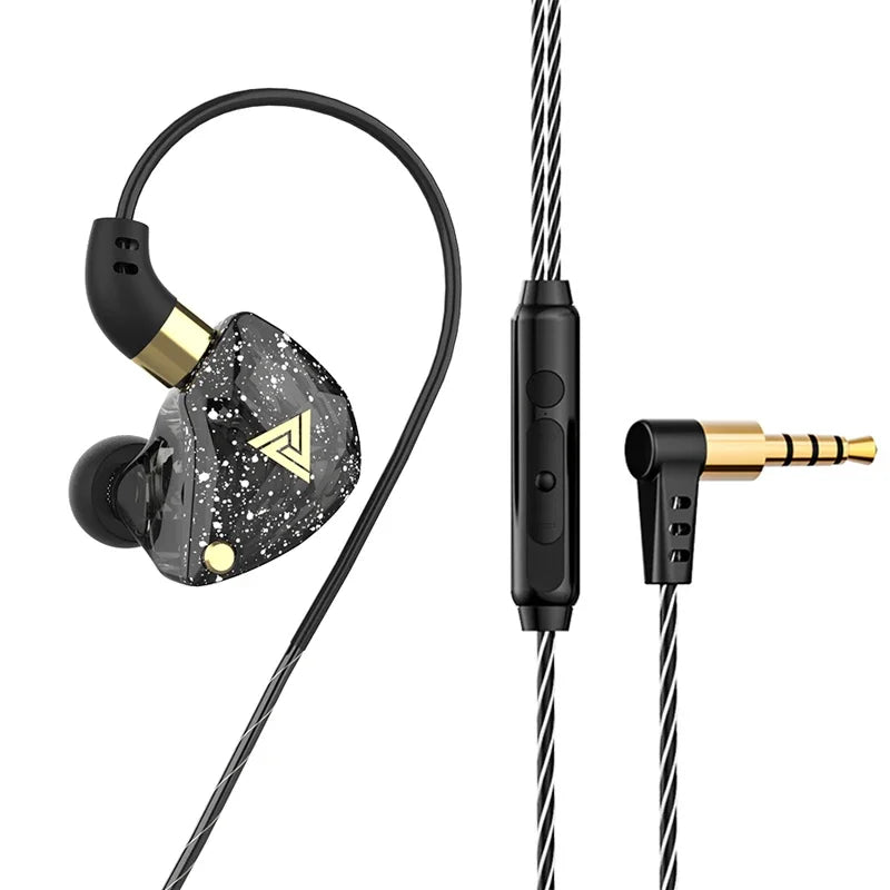 QKZ AK3 HiFi 3.5MM-kablede øretelefoner med mikrofon, bas og støjreduktion, hovedtelefoner til sport, gaming og musik, stereolyd, ørepropper