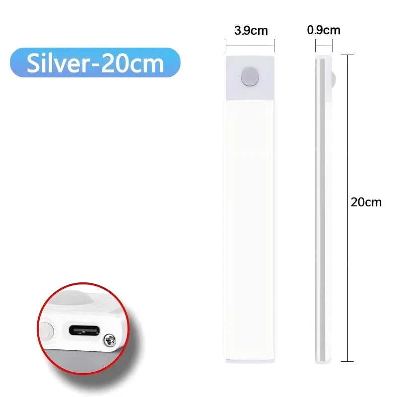 Ultra Thin Wireless LED Cabinet Light Motion Sensor USB TypeC Rechargeable Magnetic Dimmable 3Colors Indoor for Kitchen Wardrobe