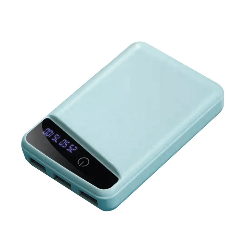 DIY-powerbankboks, genopladeligt batteri-etui med fladt hoved, oplader og ydre etui til mobiltelefon og tablet