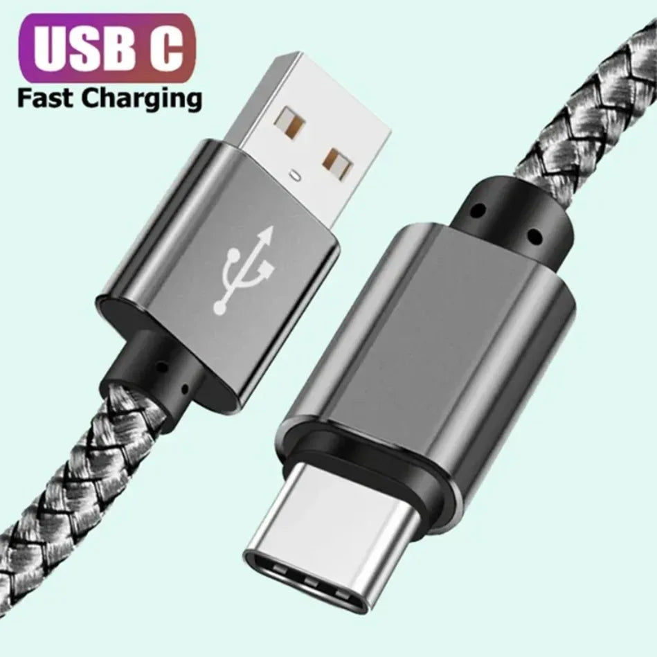 Holdbart, flettet USB-C-kabel i dragedesign med høj trækstyrke, 2,4 A hurtigopladning og sammenfiltringsfri Type-C-ledning til alle Type-C-enheder