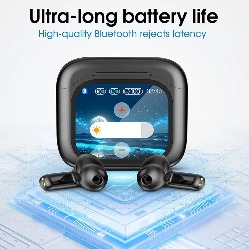 Smart AI Translation Bluetooth Earphones With LCD Display Noise Reduce New Wireless Digital Long Battery Life Display Headphone