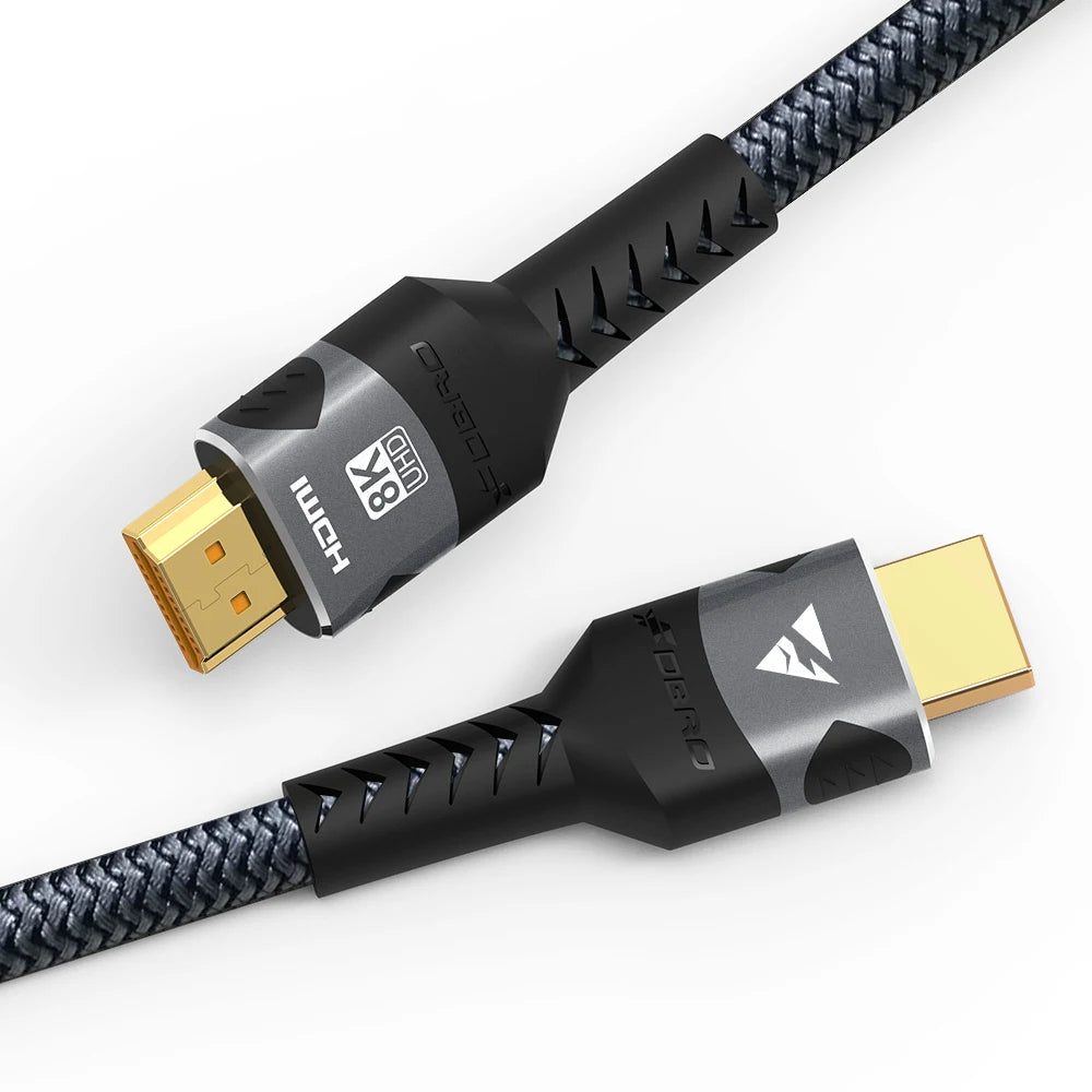 8K HDMI-kabel 2.1, 48Gbps, højhastigheds flettet HDMI-ledning, 4K@120Hz, 8K@60Hz, DTS:X, HDCP 2.2 og 2.3, HDR 10 til kompatible bærbare computere og PS5