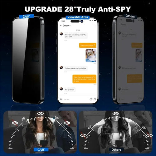 1-5PCS privacy screen protectors for iPhone 17 16 Pro Max 17 Air 15 14 Plus 13 12 tempered glass easy to install anti spy glass