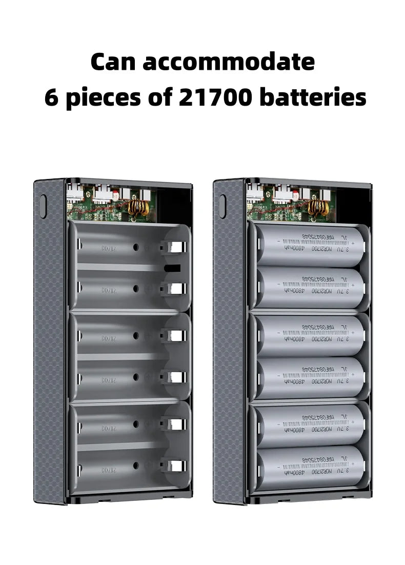Kit DIY de batería externa con carga rápida PD100W, 20V 5A, para 6 baterías 21700, portátil, personalizable, sin soldadura y fácil de montar