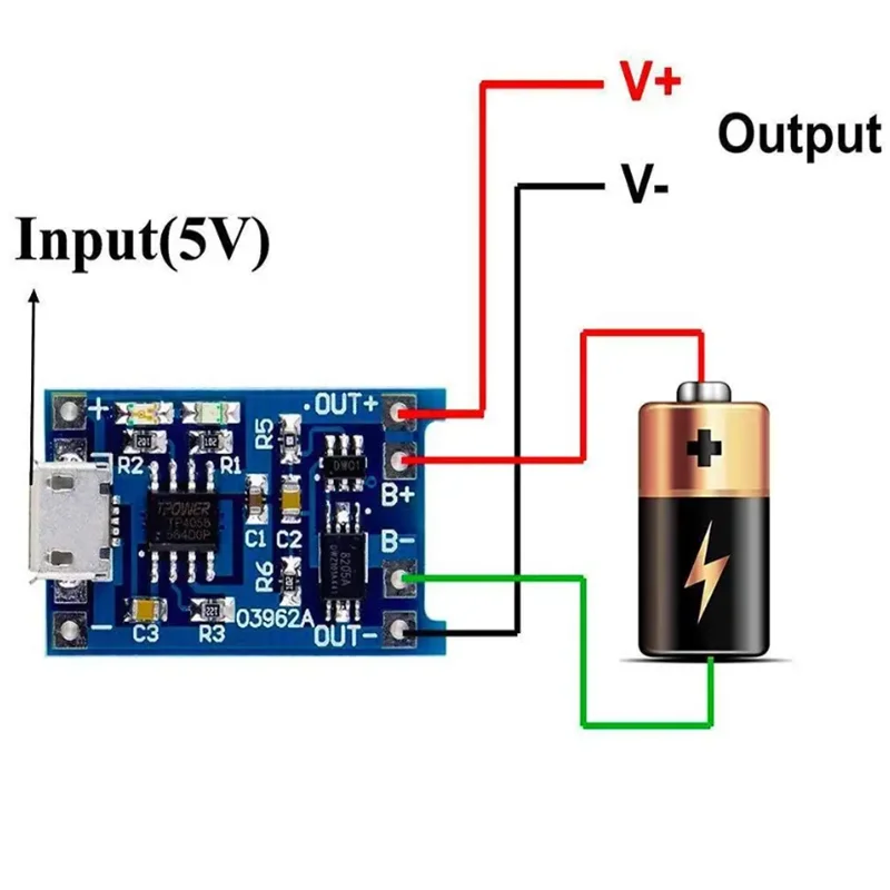 2/5PCS 5V 1A Micro/Type-c/Mini 18650 TP4056 Lithium Battery Charger Module Charging Board With Protection Dual Functions Li-ion