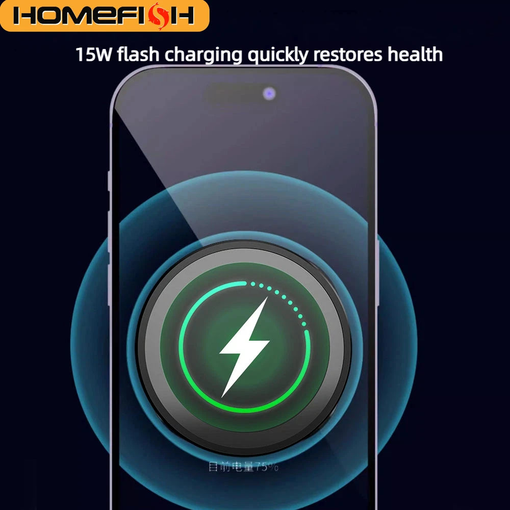 HOMEFISH magnetisk trådløs billader og telefonholder til mobiltelefon, tablet, ur og øretelefoner, hurtigladestation