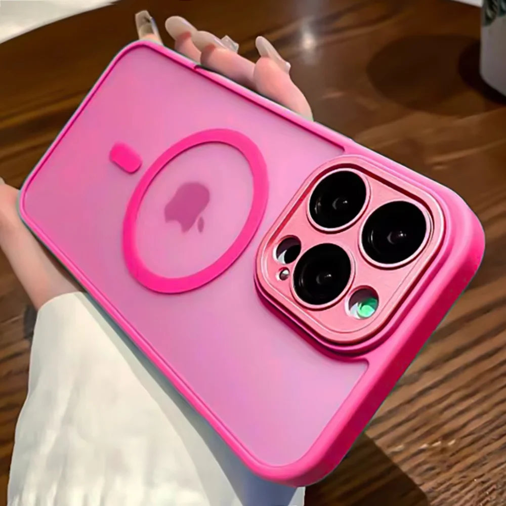 Lens Protection Case For iPhone 11 12 13 Proa Mx mini 15 16 Plus iPhone 16 15 14 Matte Translucent Magsafe Wireless Charge Cover