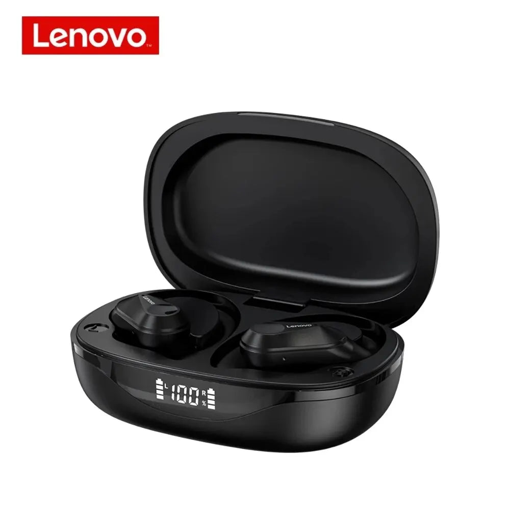 Auriculares deportivos inalámbricos Lenovo LP75 con micrófonos, control mediante botones, indicador LED de batería, sonido estéreo HiFi, Bluetooth 5.3, TWS