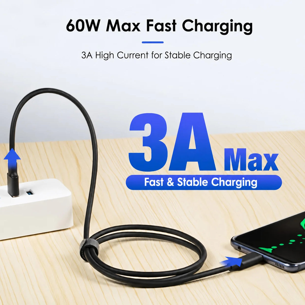 USB 3.2 Type C to A Cable 10Gbps 60W PD Fast Charging Data Transfer for Galaxy S23 S22 Note 20 Pixel iPad Pro SSD Android Auto